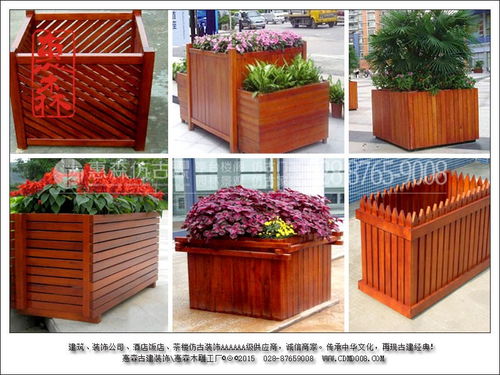 图 户外防腐木花箱与售货车定制批发 成都惠森古建的专业木制品方案